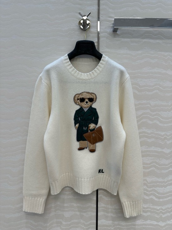Polo Ralph Lauren Sweaters - Polo by Ralph Lauren Cream Crewneck Sweater with Bear Patch